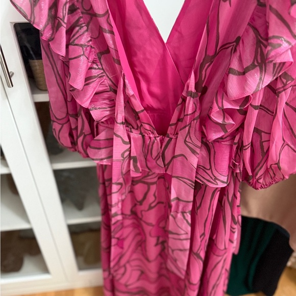 NWT Ted Baker Size 2 Pink Midi Pinafore Dress with Tie Waist - Picture 5 of 9